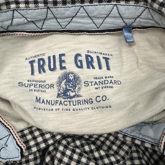 True Grit Button Up Lined Flannel Shirt Shacket Gingham Micro Check Mens Medium - Picture 10 of 13